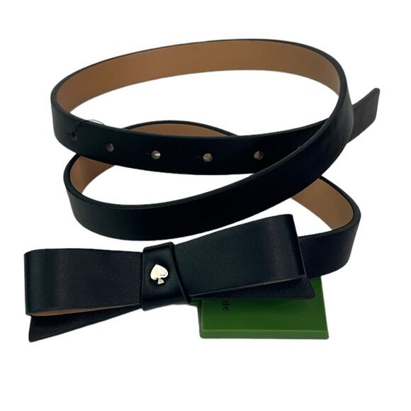 Kate Spade Black Bow with Gold Spade Leather Belt in Medium main image 9